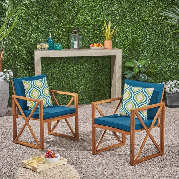 Andora 2pk Acacia Wood Club Chairs Christopher Knight Home