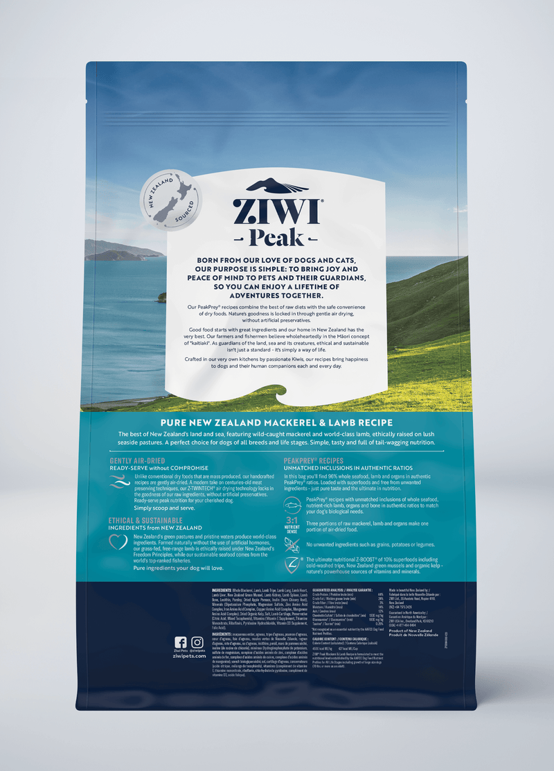 ZiwiPeak Grain Free Air-Dried Mackerel and Lamb Dry Dog Food