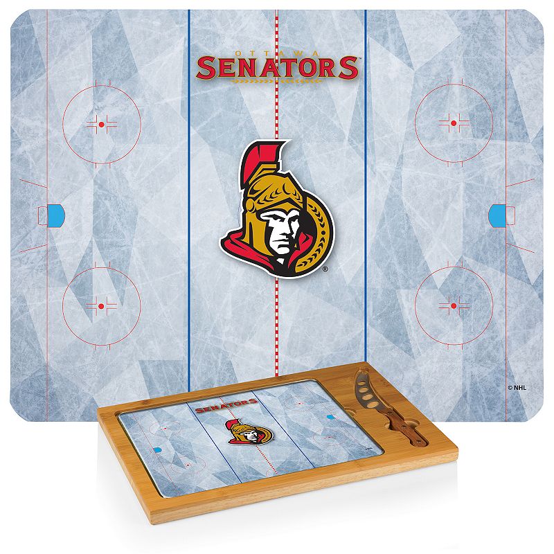 Picnic Time Ottawa Senators Icon Glass Top Cutting Board and Knife Set