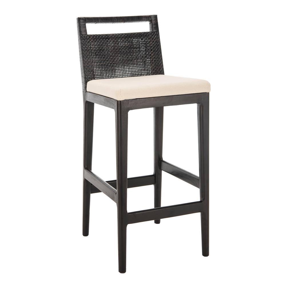 SAFAVIEH Darin 27.75 in. Black Cushioned Bar Stool SEA4015B