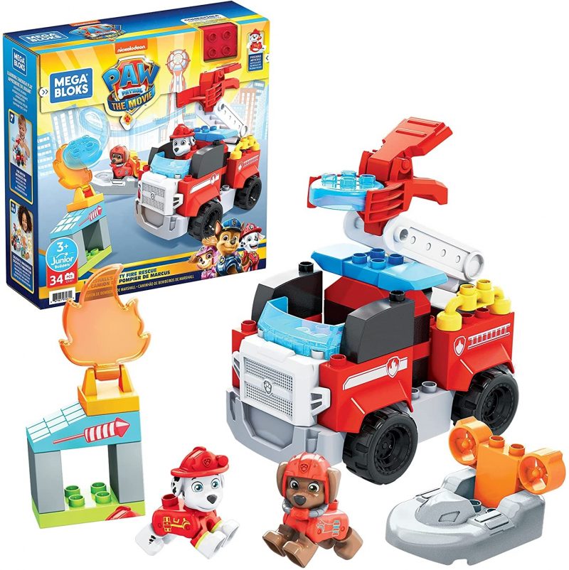 Mega Bloks PAW Patrol Marshall's City Fire Rescue， Building Toys， 34 Pieces