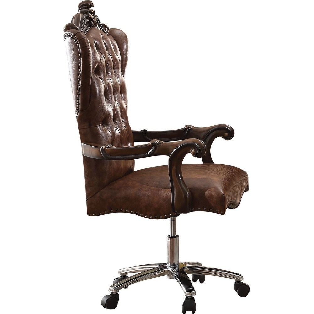 Versailles High Back Swivel Office Chair in Light Brown PU  Cherry Oak