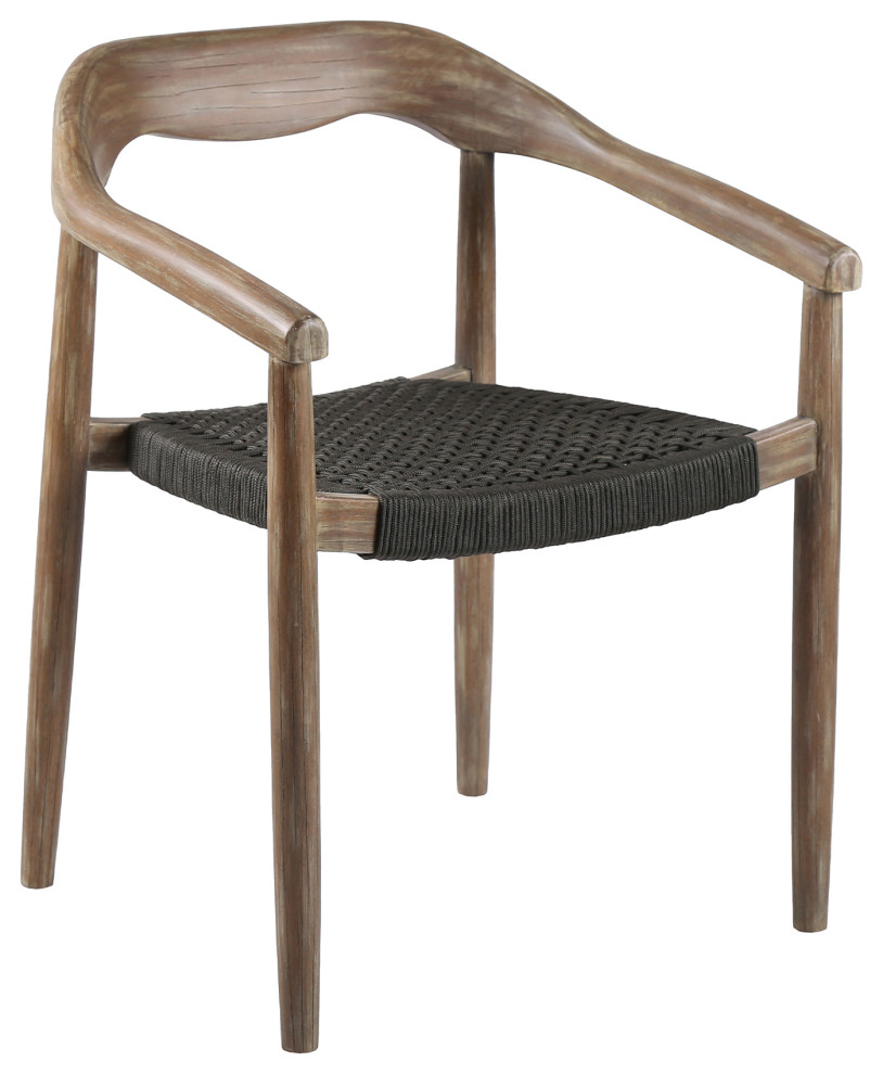 Benzara BM245728 S/2 Dining Chair  Top Curved Panel Back and Woven Seat  Brown   Midcentury   Dining Chairs   by Uber Bazaar  Houzz