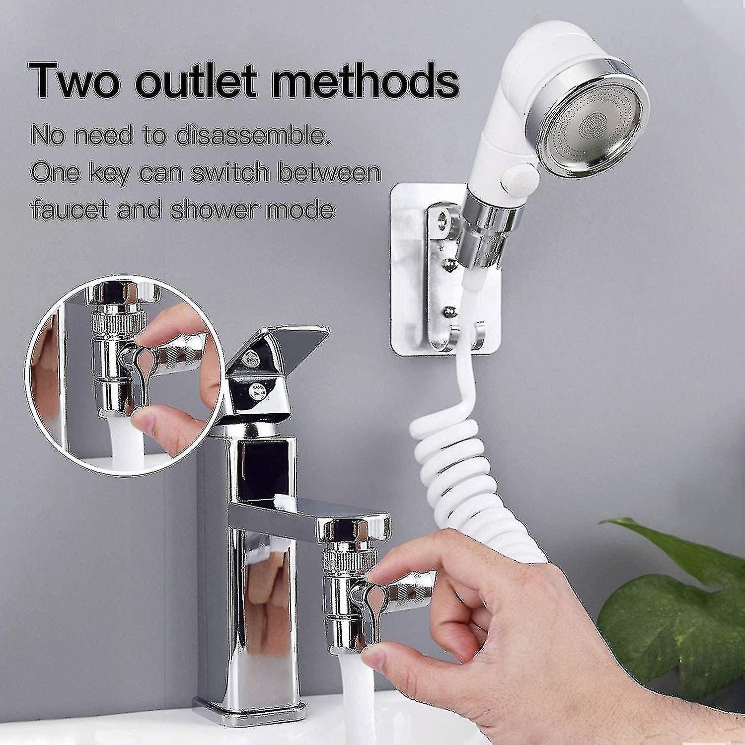 External Shower Head Set For Wash Basin， 1.5m Telescopic Tube Shower Head With Three Modes， For Wash