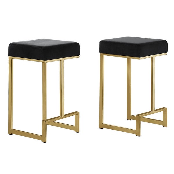 Best Master Furniture Velvet Gold Counter Height Stool (Set of 2)