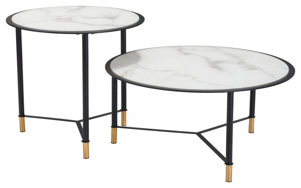 Set of 2 Davis Coffee Tables Black and White   Contemporary   Coffee Table Sets   by Global Discount Store LLC  Houzz