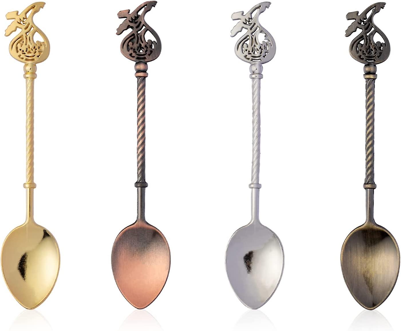 Set Of 4 Retro Coffee Tea Mini Ice Cream Dessert Crystal Spoon Scoop， 4.4 Inch Long Lucky Bag