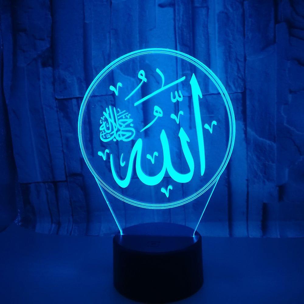 Muslim Allah 3d Night Light Islam Muhammad Home Decoration Lights 7 Color Change Remote Visual  Bedside Sleeeping Lighting Gifts