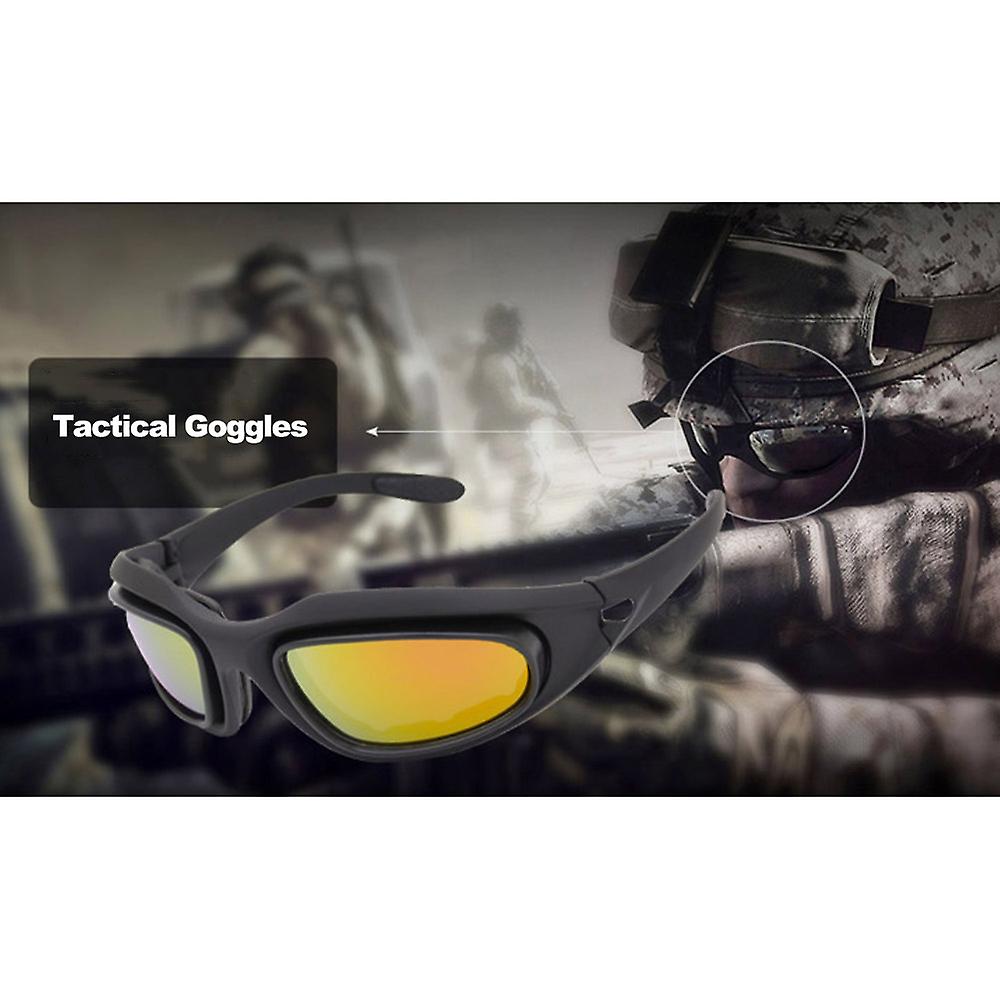 Polarized Uv400 Tactical Goggles C5 Shooting Glasses 4 Lens Kit Outdoor Sports Glasses No.229970