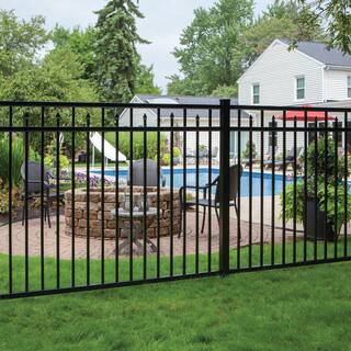 Barrette Outdoor Living Brilliance Heavy-Duty 4-12 ft. H x 8 ft. W Black Aluminum Pre-Assembled Fence Panel 73008989