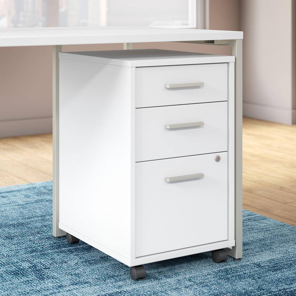 kathy ireland Method White 3 Drawer Mobile File Cabinet - Assembled KI70203SU