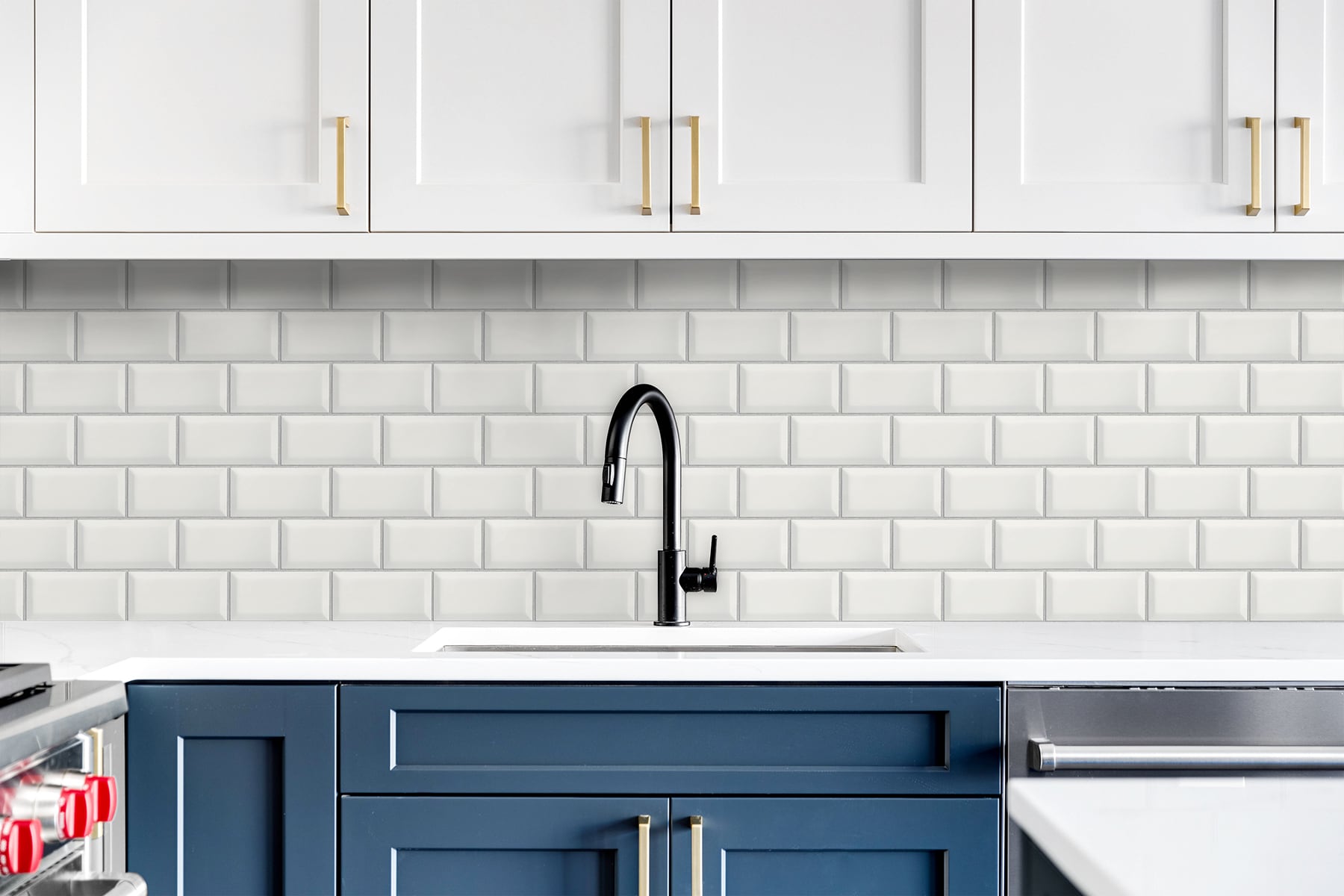 Large Subway Tile Peel-and-Stick Wallpaper in Alabaster and Grey