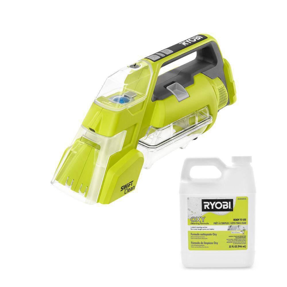 RYOBI ONE+ 18V Cordless SWIFTClean Spot Cleaner (Tool Only) with 32 oz. OXY Cleaning Solution PCL756B-A32S056