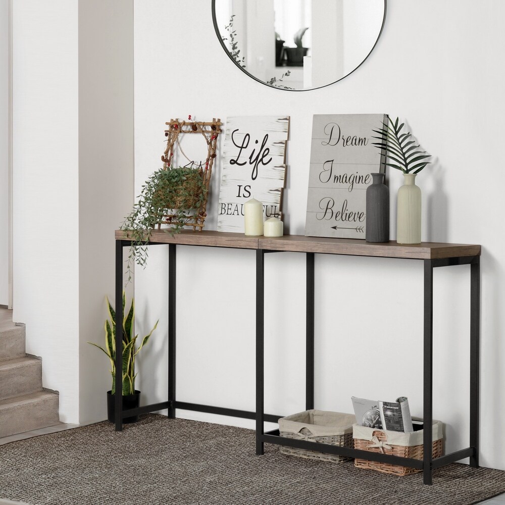 Homylin 63'' Long Console Table with Metal Frame  Entry Console Table for Entrance  Couch Console Table for Living Room