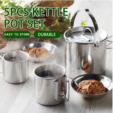 Hot selling convenient camping hiking New Design Cookware Kitchen Cooking Pot Set kettle stainless steel cookware set