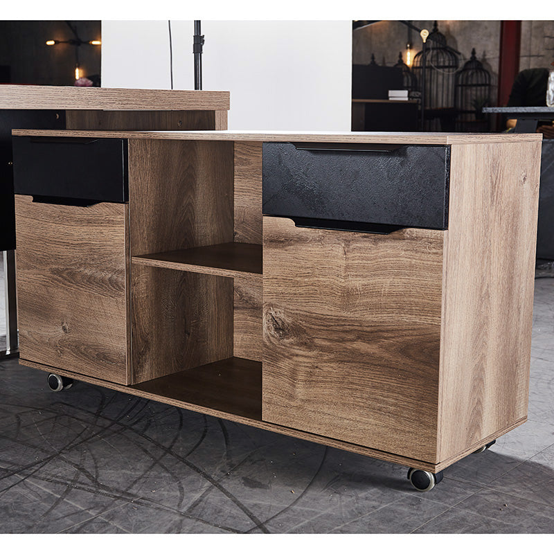 AFTAN Executive Desk with Pedestal & Right Mobile Return 180cm - Warm Oak & Black