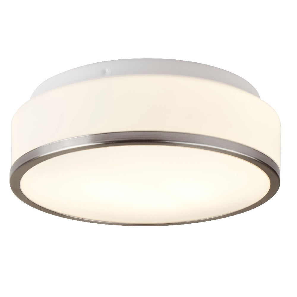 Britalia BRT330045 Satin Chrome & Opal Glass Bathroom Modern Round Flush 290mm