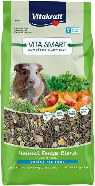 Vitakraft Vita Smart Complete Nutrition Premium Fortified Blend Timothy Hay Guinea Pig Food， 8-lb bag