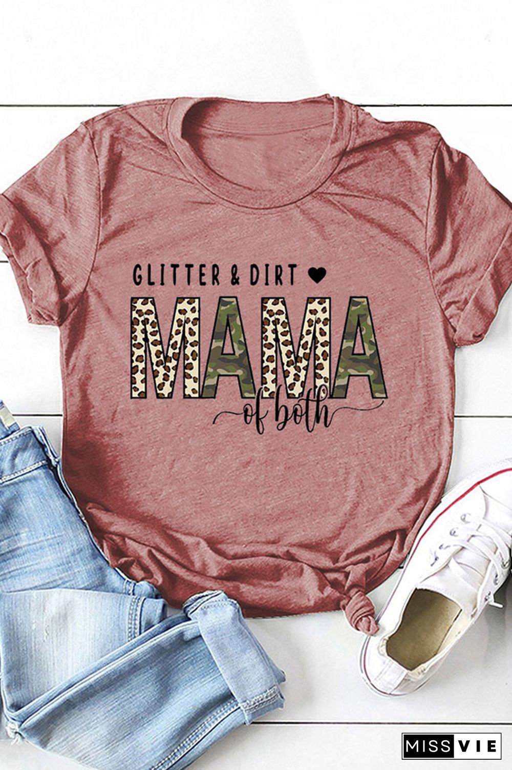 MAMA Print Graphic Tees for Women Wholesale Short Sleeve T shirts Top