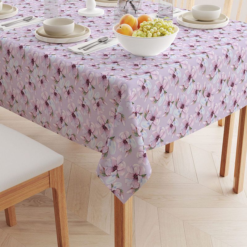 Square Tablecloth， 100% Polyester， 70x70， Brush Stroke Purple Flowers