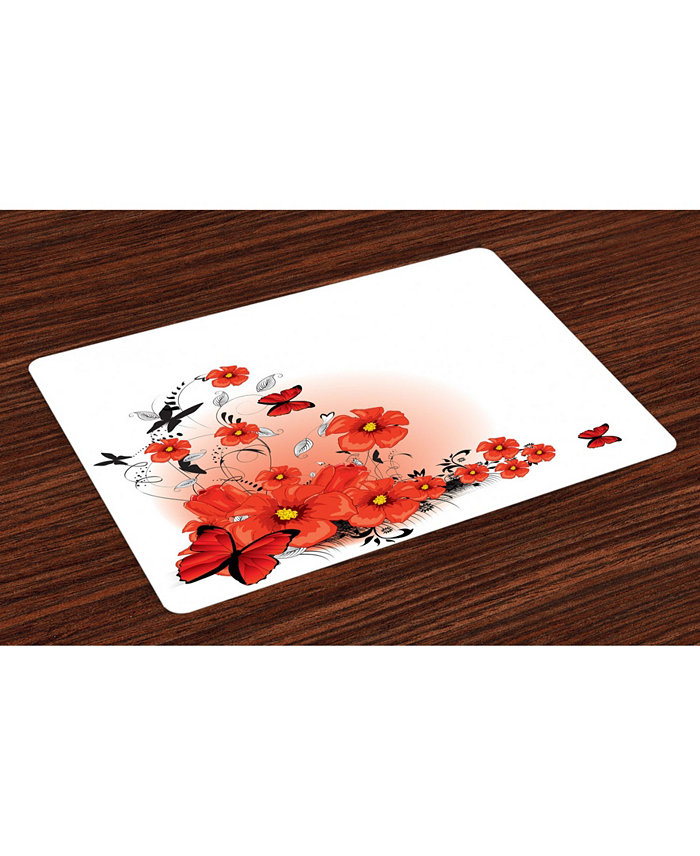 Ambesonne Poppy Place Mats Set of 4