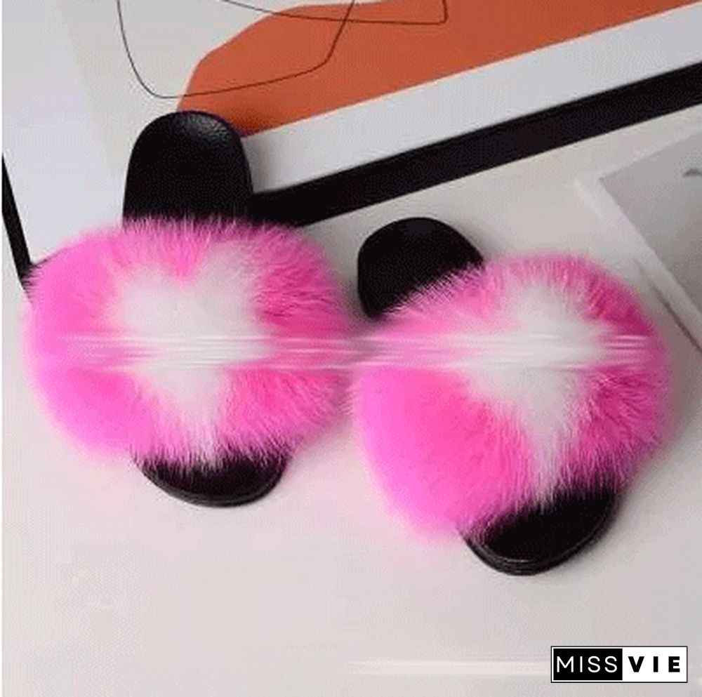 Furry Slippers Flat Half-drag Slippers