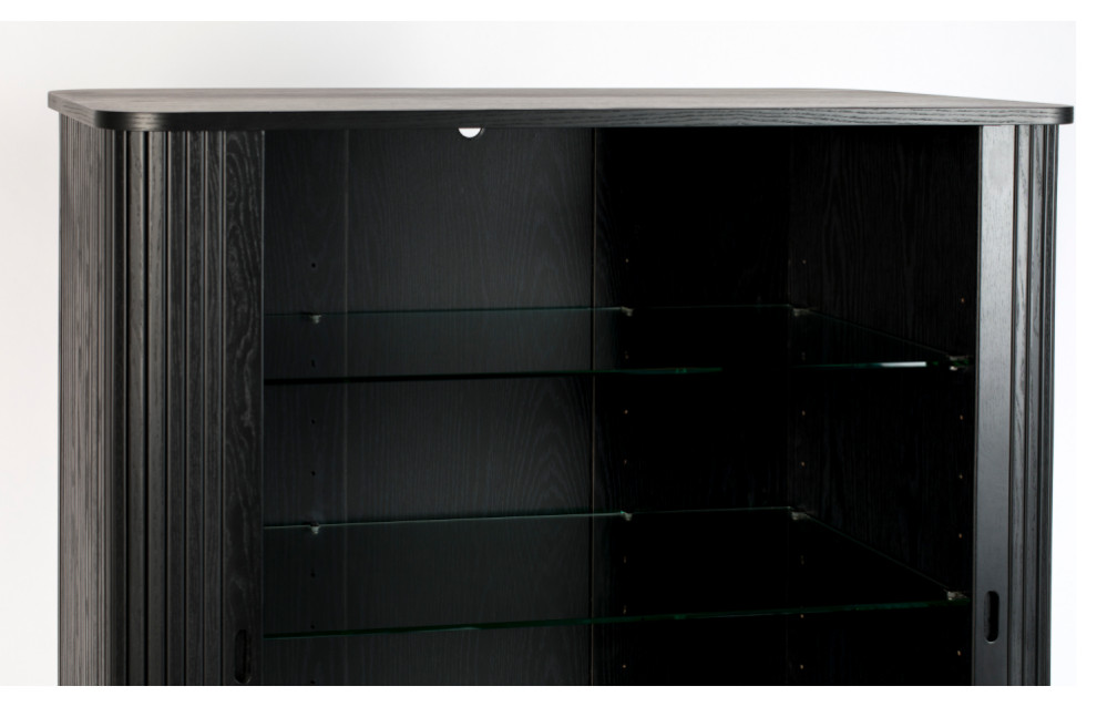 Black Tambour Door Cabinet  Zuiver Barbier   Midcentury   Accent Chests And Cabinets   by Oroa   Distinctive Furniture  Houzz