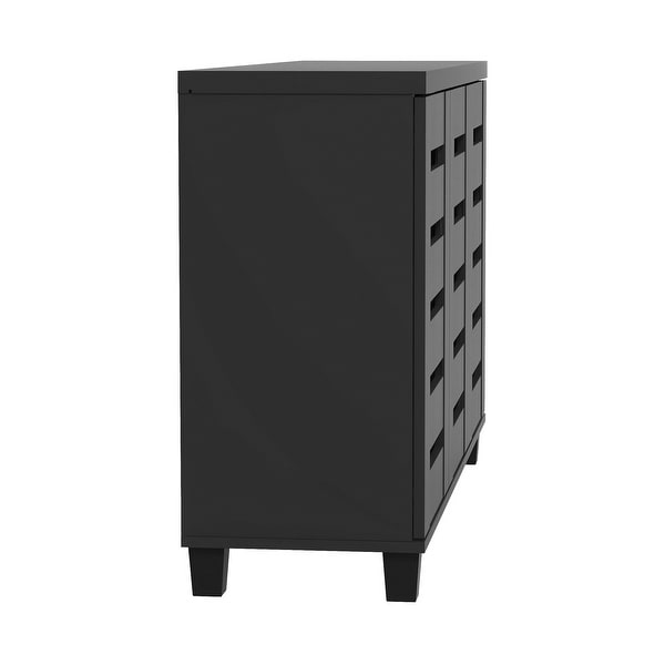 28 in. H x 45.3 in. W Black Wood Shoe Cabinet - - 37316171