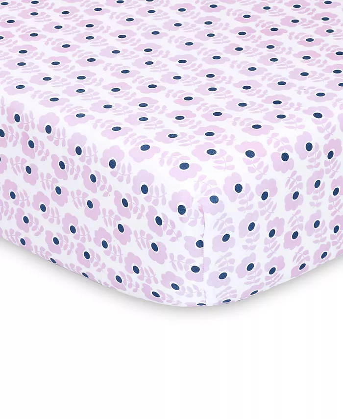 The Peanutshell PSP Sheets Purple Butterfly Purple Ditsy Floral， 2-Pack