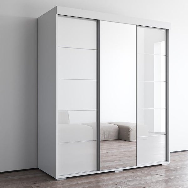 Aria Modern 3-door Wardrobe Armoire with Mirror - - 28494575