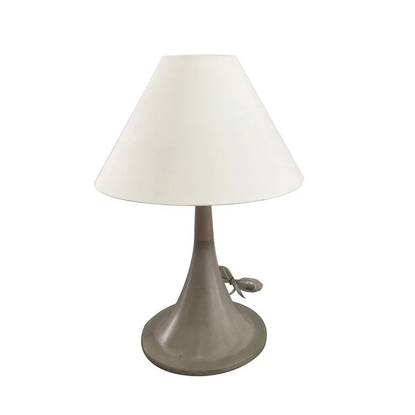 Contemporary Style Concrete Base Table Lamp with Shade， White and Gray