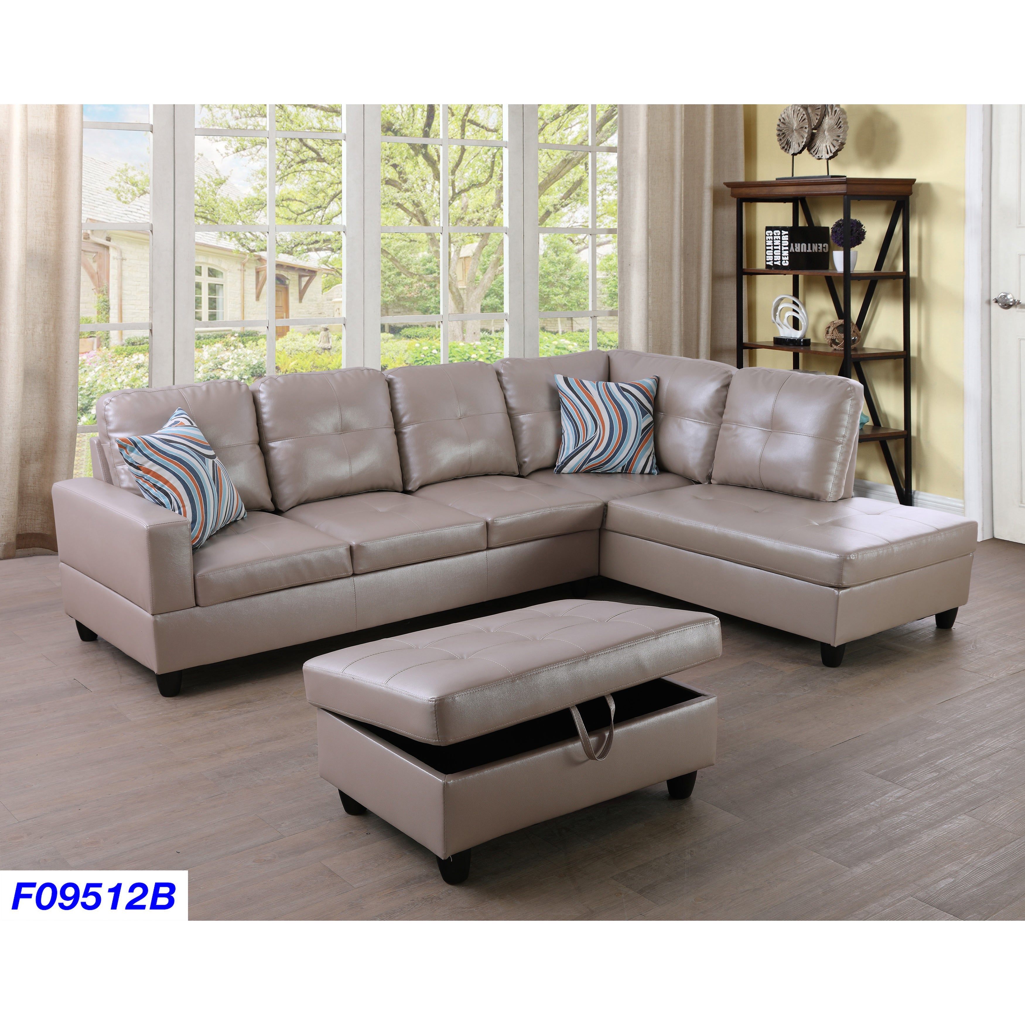 3-Pieces Sectional Sofa Set，Right Facing Latte(09512B)