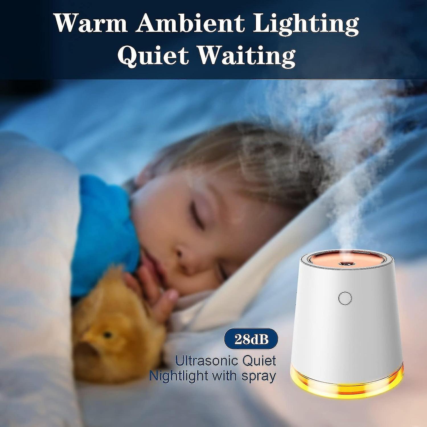 Air Humidifiers， 2000mah Rechargeable Humidifier， 500ml Cool Mist Humidifiers With Night Light， Wate