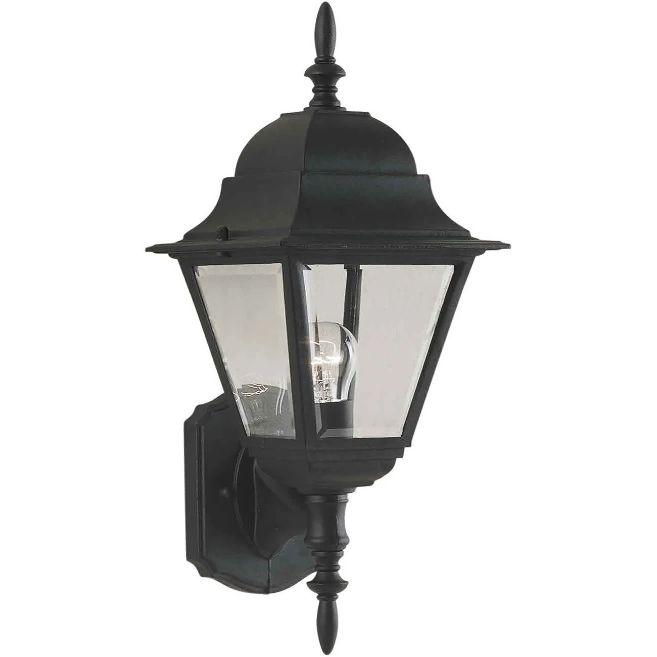 1-Light Black Outdoor Wall Lantern with Clear Beveled Glass Panels Shopping - The Best Deals on Outdoor Wall Lanterns | 33520336