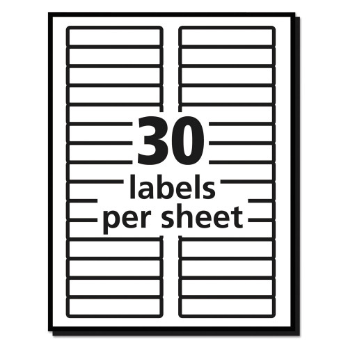 Avery Permanent TrueBlock File Folder Labels with Sure Feed Technology， 0.66 x 3.44， White， 30/Sheet， 50 Sheets/Box (5366)