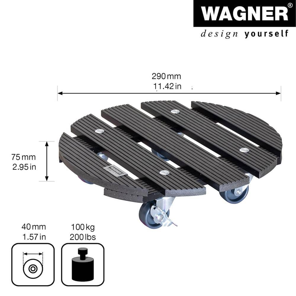 Wagner 11.4 in. Gray Round WPC Plant Caddy-Wood Plastic Composite 64-0525