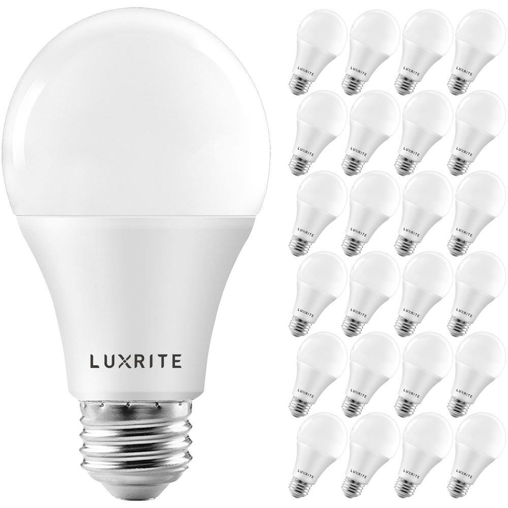 LUXRITE 100-Watt Equivalent A19 Dimmable LED Light Bulb Enclosed Fixture Rated 3500K Natural White (24-Pack) LR21444-24PK