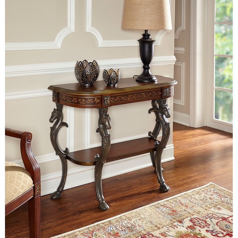 Linon Montpellier Floral Demilune Console Table