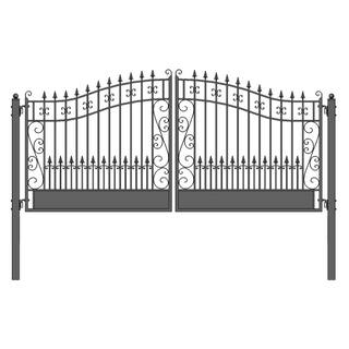 ALEKO Venice Style 12 ft. x 6 ft. Black Steel Dual Swing Driveway Fence Gate DG12VEND-HD