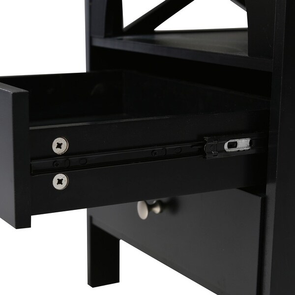 Modern 2 Drawers Nightstand with USB Charging Ports and LED Lights - - 37388176