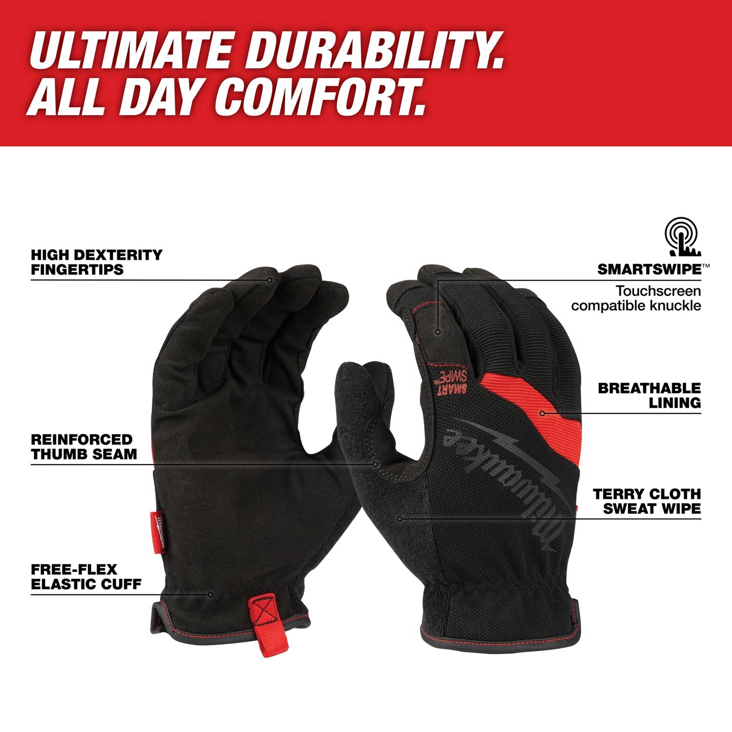 MW Unisex Indoor/Outdoor Free-Flex Work Gloves Black/Red M 1 pair