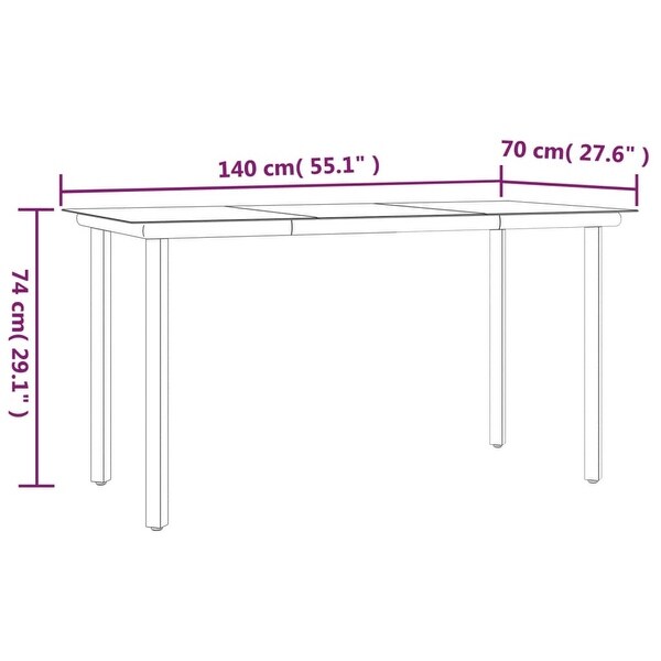 vidaXL Patio Dining Set Table and Chair with Cushions Poly Rattan and Steel