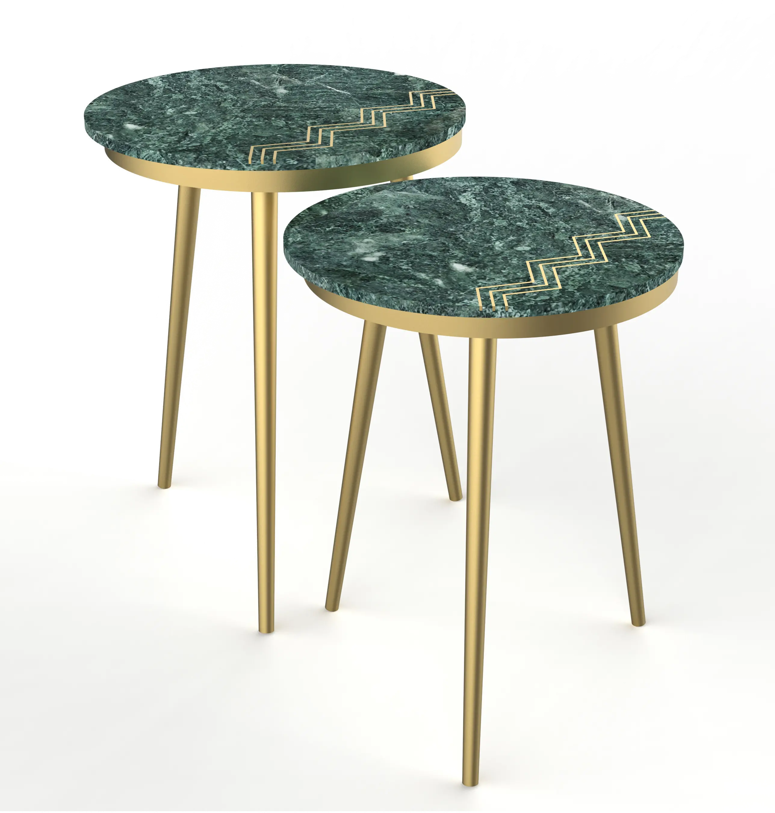 Avery Green Marble Nesting Tables， Set of 2