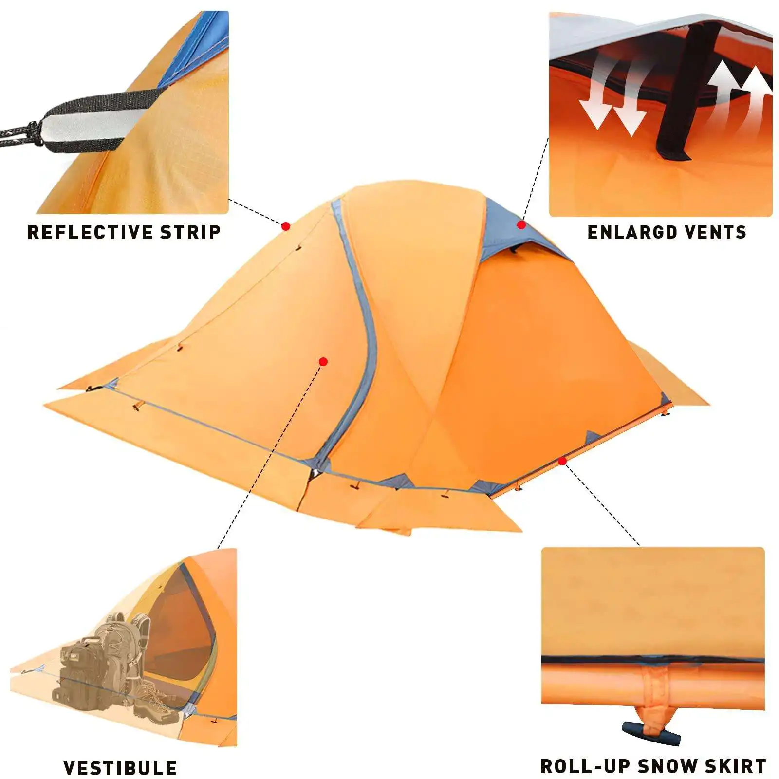 Lightweight Backpacking Winter Tent Easy Setup Outdoor Hiking Travel Mountaineering Waterproof Camping Tent with Footprint