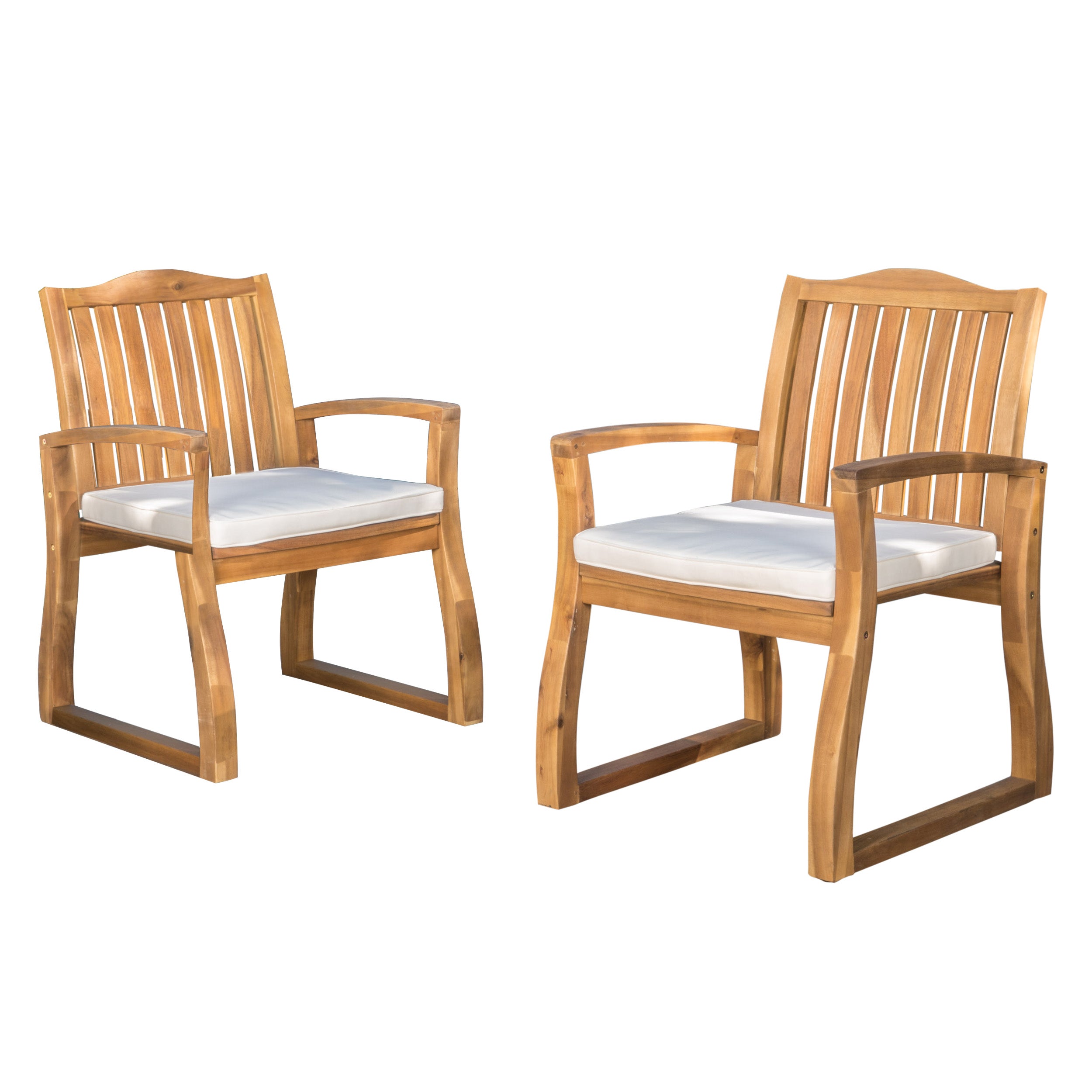 Tampa Teak Finish Acacia Wood Outdoors Dining Chairs (Set of 2)