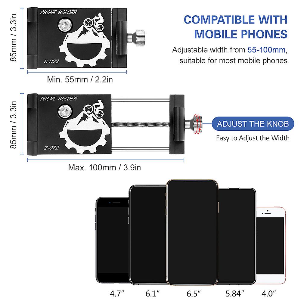 Bicycle Mobile Phone Mount Aluminium Motorcycle Scooter Handlebar Phone Holder For 3.0 - 6.8 Inches Smartphone Mount Bracket