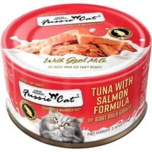 Fussie Cat Premium Tuna with Salmon in Goats Milk Wet Cat Food， 2.47-o