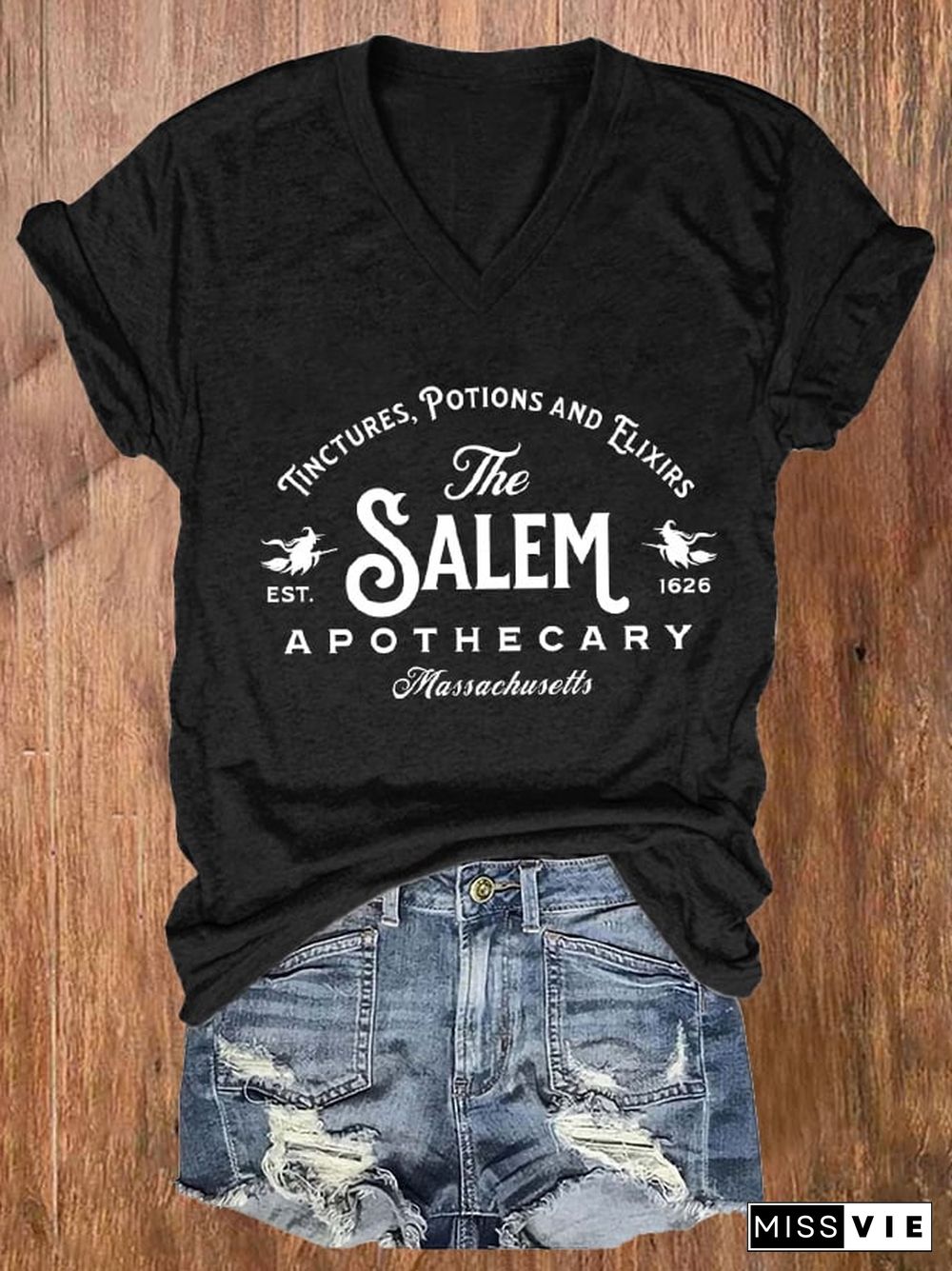 Women'S Halloween Salem Massachusetts Print T-Shirt