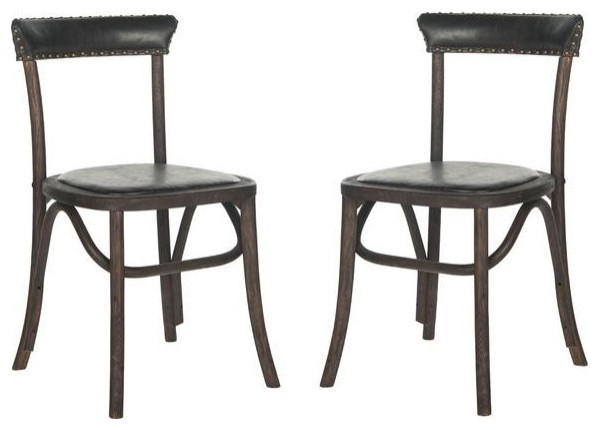 Marta 19 quotSide Chair  Set of 2  Brass Nail Heads  Antique Black   Transitional   Dining Chairs   by Rustic Home Furniture Deco  Houzz