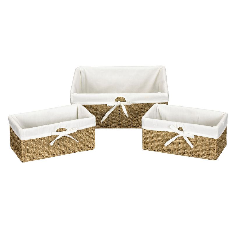 Household Essentials 3-pc. Lined Seagrass Wicker Utility Baskets Set